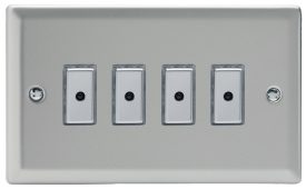 Varilight Classic Satin Chrome 4-Gang 1-Way Remote/Tactile Touch Control Master LED Dimmer 4 x 0-100W (1-10 LEDs)