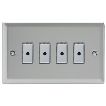Varilight Classic Satin Chrome 4-Gang 1-Way Remote/Tactile Touch Control Master LED Dimmer 4 x 0-100W (1-10 LEDs)