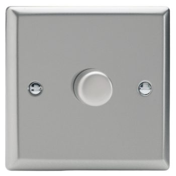 Varilight Classic Satin Chrome 1-Gang 2-Way Push-On/Off Rotary LED Dimmer 1 x 0-120W (1-10 LEDs)