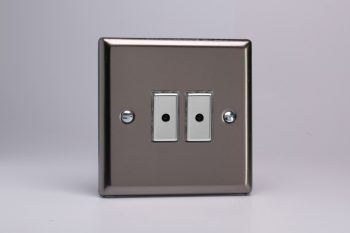 Varilight Classic Pewter Eclique 2 2-Gang 1-Way Remote/Tactile Touch Control Master LED Dimmer 2 x 0-100W (1-10 LEDs)