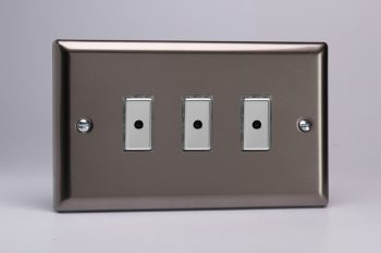 Varilight Classic Pewter Eclique 2 3-Gang 1-Way Remote/Tactile Touch Control Master LED Dimmer 3 x 0-100W (1-10 LEDs)