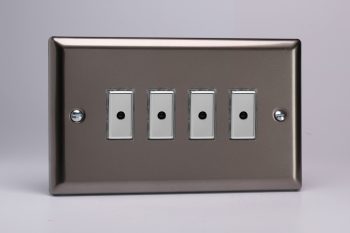 Varilight Classic Pewter Eclique 2 4-Gang 1-Way Remote/Tactile Touch Control Master LED Dimmer 4 x 0-100W (1-10 LEDs)