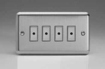 Varilight Classic Matt Chrome 4-Gang 1-Way Remote/Tactile Touch Control Master LED Dimmer 4 x 0-100W (1-10 LEDs)