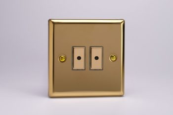 Varilight Classic Victorian Brass 2-Gang 1-Way Remote/Tactile Touch Control Master LED Dimmer 2 x 0-100W (1-10 LEDs)