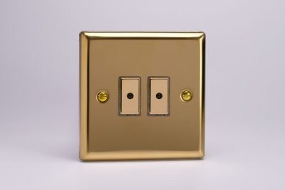Varilight Classic Victorian Brass 2-Gang 1-Way Remote/Tactile Touch Control Master LED Dimmer 2 x 0-100W (1-10 LEDs)
