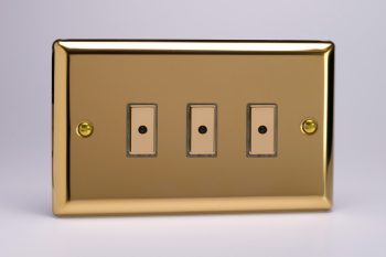 Varilight Classic Victorian Brass 3-Gang 1-Way Remote/Tactile Touch Control Master LED Dimmer 3 x 0-100W (1-10 LEDs)