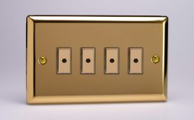 Varilight Classic Victorian Brass 4-Gang 1-Way Remote/Tactile Touch Control Master LED Dimmer 4 x 0-100W (1-10 LEDs)