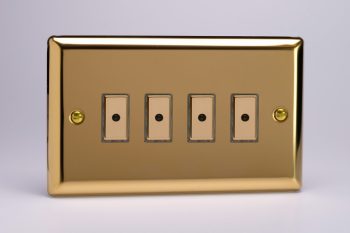 Varilight Classic Victorian Brass 4-Gang 1-Way Remote/Tactile Touch Control Master LED Dimmer 4 x 0-100W (1-10 LEDs)