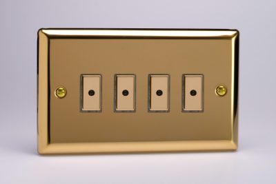 Varilight Classic Victorian Brass 4-Gang 1-Way Remote/Tactile Touch Control Master LED Dimmer 4 x 0-100W (1-10 LEDs)