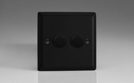 Varilight Urban Matt Black 2-Gang 2-Way Push-On/Off Rotary LED Dimmer 2 x 0-120W (1-10 LEDs)