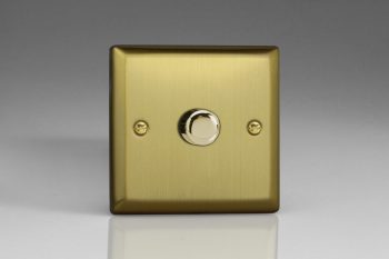 Varilight Urban Brushed Brass V-Pro 1-Gang 2-Way Push-On/Off Rotary LED Dimmer 1 x 0-120W (1-10 LEDs)