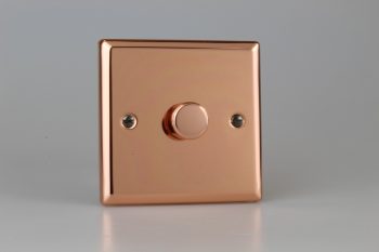 Varilight Urban Polished Copper V-Pro 1-Gang 2-Way Push-On/Off Rotary LED Dimmer 1 x 0-120W (1-10 LEDs)