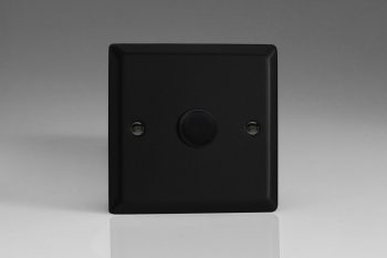 Varilight Urban Matt Black 1-Gang 2-Way Push-On/Off Rotary LED Dimmer 1 x 0-120W (1-10 LEDs)