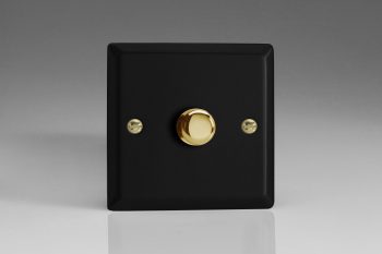 Varilight Vogue Matt Black 1-Gang 2-Way Push-On/Off Rotary LED Dimmer 1 x 0-120W (1-10 LEDs) (matrix)