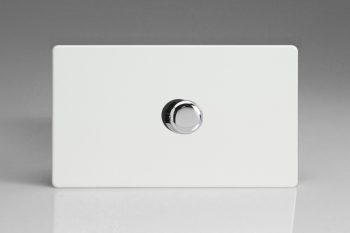 Varilight Flat Plate Screwless Premium White 1-Gang 2-Way Push-On/Off Rotary LED Dimmer 1 x 40-600W (max 60 LEDs) (Twin Plate)