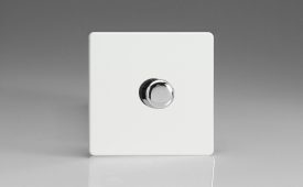Varilight Flat Plate Screwless Premium White 1-Gang 2-Way Push-On/Off Rotary LED Dimmer 1 x 15-220W (max 26 LEDs)