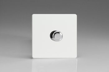 Varilight Flat Plate Screwless Premium White 1-Gang 2-Way Push-On/Off Rotary LED Dimmer 1 x 20-400W (max 40 LEDs)
