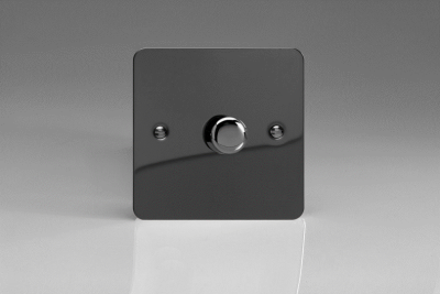 Varilight Ultraflat Iridium Black 1-Gang 2-Way Push-On/Off Rotary LED Dimmer 1 x 15-220W (max 26 LEDs)