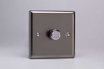 Varilight Classic Pewter V-Com 1-Gang 2-Way Push-On/Off Rotary LED Matrix Dimmer 1 x 20-400W (max 40 LEDs)