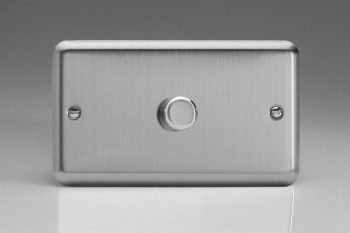 Varilight Classic Matt Chrome 1-Gang 2-Way Push-On/Off Rotary LED Matrix Dimmer 1 x 40-600W (max 60 LEDs) (Twin Plate) KSDP601