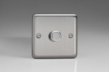 Varilight Classic Matt Chrome 1-Gang 2-Way Push-On/Off Rotary LED Matrix Dimmer 1 x 20-400W (max 40 LEDs) (Matrix System)