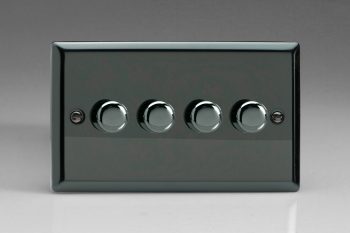 Varilight Classic Iridium Black 4-Gang 2-Way Push-On/Off Rotary LED Matrix Dimmer 4 x 15-180W (max 20 LEDs) (Twin Plate)