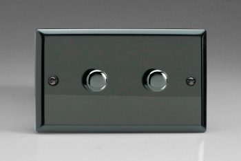 Varilight Classic Iridium Black 2-Gang 2-Way Push-On/Off Rotary LED Matrix Dimmer 2 x 20-300W (max 36 LEDs) (Twin Plate)