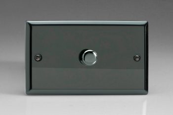 Varilight Classic Iridium Black 1-Gang 2-Way Push-On/Off Rotary LED Matrix Dimmer 1 x 40-600W (max 60 LEDs) (Twin Plate)