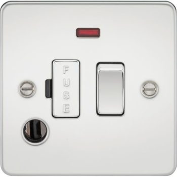 Knightsbridge Flat Plate Polished Chrome 13A Switched Fused Spur Unit with Neon & Flex Outlet