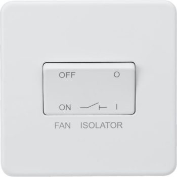Knightsbridge Screwless Matt White 10AX 3 Pole Fan Isolator Switch