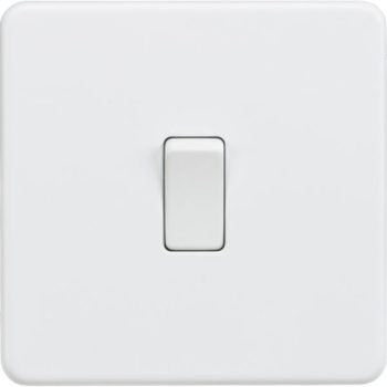 Knightsbridge Screwless Matt White 10AX 1G 2-Way Switch