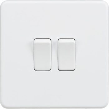 Knightsbridge Screwless Matt White 10AX 2 Gang 2-Way Switch