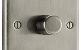 BG Electrical Nexus Metal 2-Way Single Trailing Edge Dimmer Push On/Off - Brushed Iridium