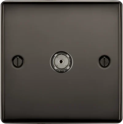 BG Electrical Nexus Metal Black Nickel, Single Co-AX Aerial Socket For TV or FM