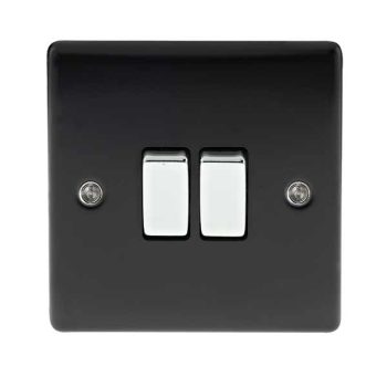 BG Electrical Nexus Metal Double Light Switch 10A - Matt Black