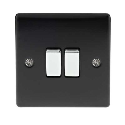 BG Electrical Nexus Metal Double Light Switch 10A - Matt Black