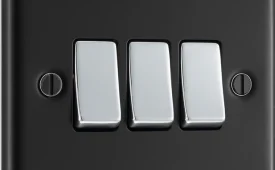 BG Electrical Nexus Metal Triple Light Switch 10A - Matt Black