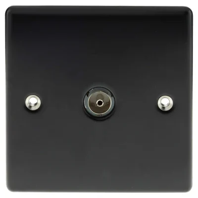BG Electrical Nexus Metal Matt Black & Chrome Single 1 Gang Co Axial (TV) Outlet