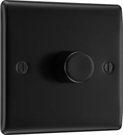 BG Electrical Nexus Metal Matt Black 1 Gang 2-Way Push Dimmer Switch 200W