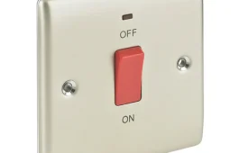 BG Electrical Nexus Metal Pearl Nickel 45A Double Pole Cooker Switch with Neon