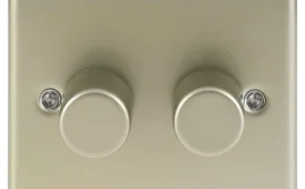 BG Electrical Nexus Metal Pearl Nickel 2 Gang 2 Way LED Dimmer Light Switch