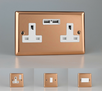 Varilight Urban Polished Copper Switches & Sockets - Full Range