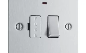 BG Electrical Nexus Brushed Steel Screwed Flat Plate Switched DP Fused Connection Unit With Neon 13A
