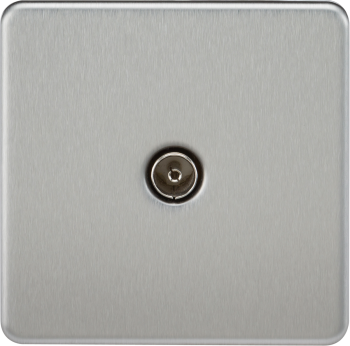 Knightsbridge Screwless Brushed Chrome 1G TV Outlet (Non-Isolated)