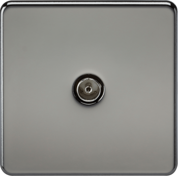 Knightsbridge Screwless Black Nickel 1 Gang TV Outlet (Non-Isolated)