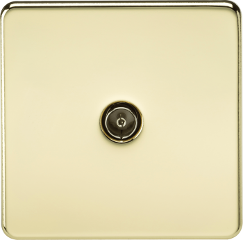 Knightsbridge Screwless Polished Brass TV Outlet (Non-Isolated)