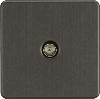 Knightsbridge Screwless Brushed Bronze 1 Gang TV Outlet (Non-Isolated)