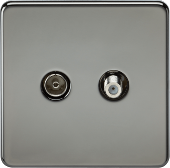 Knightsbridge Screwless Black Nickel TV & SAT TV Outlet (Isolated)