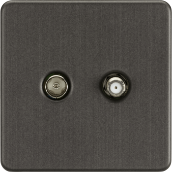 Knightsbridge Screwless Smoked Bronze TV & SAT TV Outlet (Isolated)