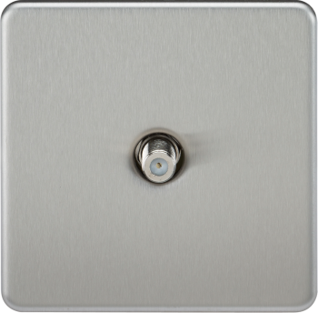 Knightsbridge Screwless Brushed Chrome 1G SAT TV Outlet (Non-Isolated)